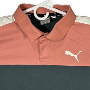 Puma Men's XL Golf Polo Shirt The Club At Blackthorne Logo Pink Gray White